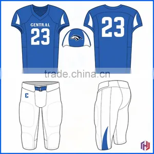 Custom Blue White Football Jersey Set, Professional Custom Sublimation Printing Youth American Football Uniforms thumbnail-1