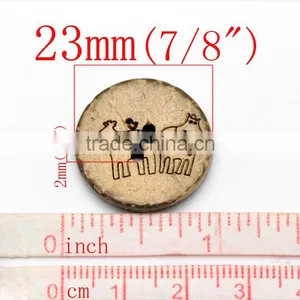 50PCs Brown Animal Pattern Coconut Shell 2 Holes Sewing Buttons Scrapbooking 23mm(7/8"),Jewelry thumbnail-1