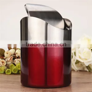 Best Price Red Color Stainless Steel Trash Bin1.5L Mini Car DustBin Swing Lid Kitchen Worktop Waste Rubbish Trash Can thumbnail-1