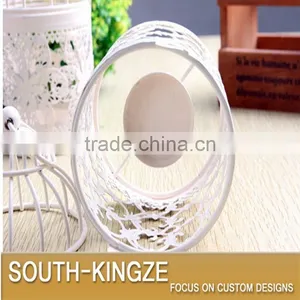 White Color Through-Engraving Iron Metal Candlestick thumbnail-6