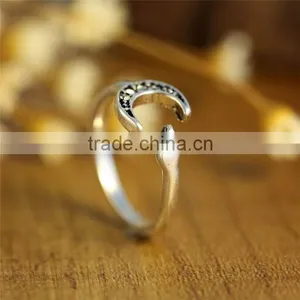 Silver Bronze Plated Moon And Star Knuckle Ring Animal Open Mouth Unisex Rings thumbnail-2