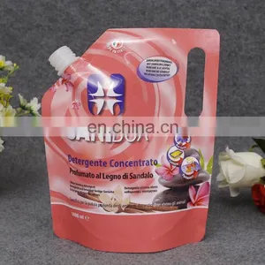 Factory Price Customized 1L Biodegradable Plastic Stand up Squeeze Spout Pouch for Cleaning Detergente Packaging thumbnail-1