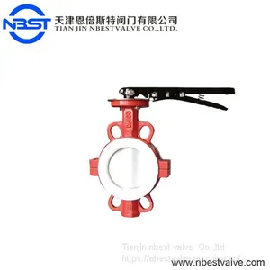 D71F-10C PTFE Lined Seal Cast Iron Wafer Lever Butterfly Valve thumbnail-2