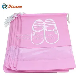 Wholesale Non Woven Reusable Drawstring Visible Travel Organizer Shoes Bag thumbnail-1