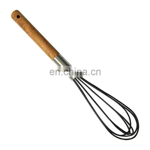 Kitchen Tools Manual Wood Handle Silicone Egg Beater thumbnail-2