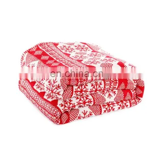 Christmas Snowflakes Pattern Red Background Soft Lightweight Coral Fleece 200GSM Blanket Throw 50" x 60" thumbnail-1