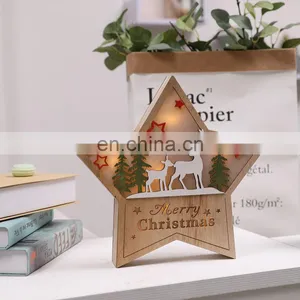 Christmas LED Light 3D Wooden Star Twinkle Battery Powered Christmas Lamp Holiday Party Decorative Fairy Lights thumbnail-4