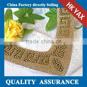 W425 V-neck Bead Patches, China Manufacturer Rhinestone Beaded Patches,rhinestone Iron on Patches thumbnail-1