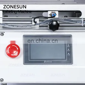 ZONESUN ZS-TB803 Semi Automatic Desktop Plastic Cans Rubik's Cube Shampoo Water Milk Juice Flat Bottle Labeling Machine thumbnail-2