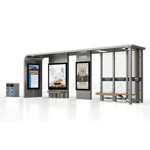 Convenient Wireless WiFi Bus Station Kiosk Intelligent Bus Shelter Platform Light Box Manufacturer thumbnail-1