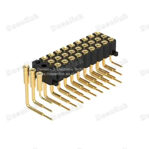 Dnenlink 2.54mm Pitch Triple Row H4.0mm Concave Contact Right Angle Female Header DIP Type PogoPin Header With Peg thumbnail-3