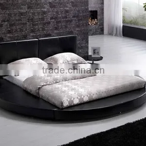 Modern Design Double Size Black PU Faux Leather Sleigh Bed thumbnail-1