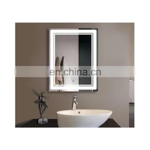 Silver Round Rectangular Purple Usb Bathroom Luxury Wall Touch Led Makeup Vanity Mirror thumbnail-1