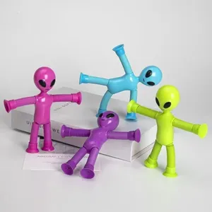 Luminous Robot Telescopic Tube Children's Educational Stretch Cartoon Sucker Parent-child Interaction Creative Decompression Toy. thumbnail-4