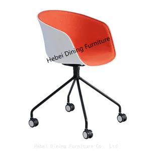 Dining Furniture Many Colors With Soft Neutral Fabric PP Plastic Chair With Wheels thumbnail-5