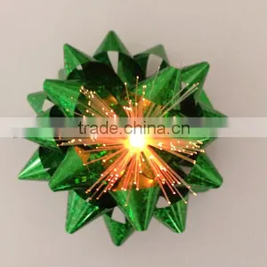 New Design! Green Printing Snowflake Christmas Gift Ribbon LED Star Bow/mesh Ribbon Star Bow thumbnail-1