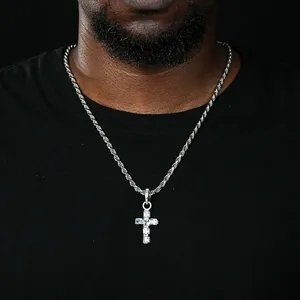 Shining Star Jewelry Manufacturer Men Women Baguette Moissanite Cross Pendant thumbnail-4