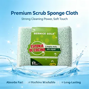 4 Pack Pastel Dual Sided Kitchen Sponges Non-Scratch Absorbent Dish Washing Scrub Pads for Pots Pans thumbnail-4