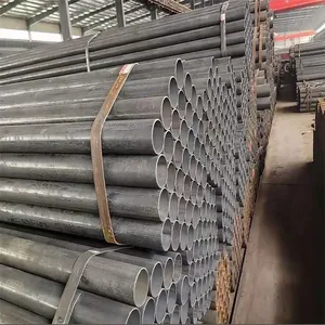 Factory ERW Welded Carbon Steel Pipe Q235B ASTM A53 Round Black Tube For Prefab House Structure thumbnail-1