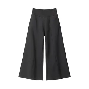 Women's 100% Polyester High‑Waist Seam Detail Wide‑Leg Long Pants thumbnail-1