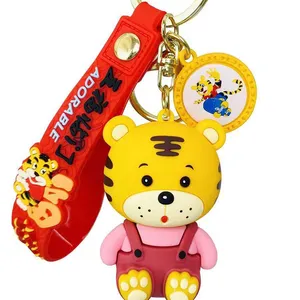 Promotional Gifts Key Chains Manufacturer Custom 3D Cartoon Logo Design Soft PVC Rubber Keychains With Wrist Strap thumbnail-1