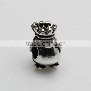 Wholesale Diy Anti-Silver Crown Penguin Shape Large Hole Metal Beads for Bracelets and Necklaces thumbnail-1