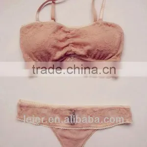 Lace Strapless Bandeau Bra W/ Thong Set thumbnail-1
