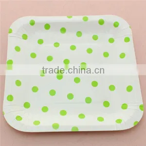 China Wholesale Fancy Dotted 7 Inch Square Paper Plates thumbnail-1