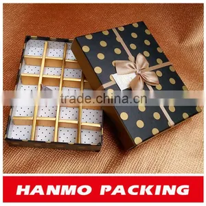 Custom Design Black Color Chocolate Packaging Box With Ribbon Bow Wholesale thumbnail-1