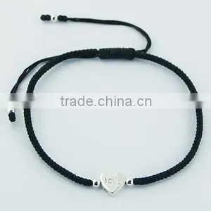 Handcrafted Macrame Bracelet Sterling Silver Heart Bead thumbnail-1