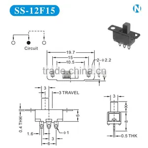 SS-12F15 High Quality 2 Position 1p2t Vertical Slide Switch thumbnail-6