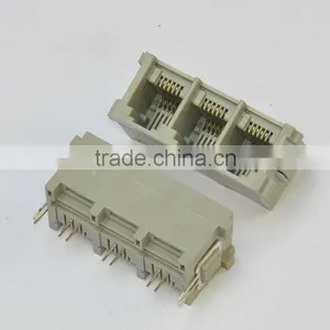 Top Entry RJ11 1*3 Port Telephone Modular PCB Jack thumbnail-1