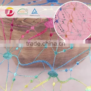 Wholesale Embroidery Print Pink Bead Lace Fabric thumbnail-4