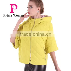 New Product 2016 Factory Price Polyester Cotton Fabric Spring Short Bat Coat Women With Hat thumbnail-5