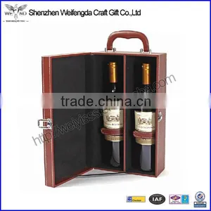 Factory Hot Sell Handmade Two Bottles Wine Leather Box thumbnail-1