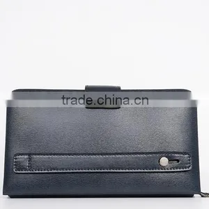 Brown Smooth Leather Men's Carrying Wallet Case Clutch Cell Phone Zippered Pouch thumbnail-2
