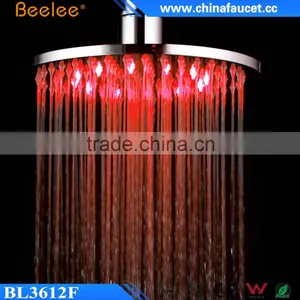 Round Brass Luxury Shower High Pressure Colorful LED Shower Head Powered by Water Pressure thumbnail-5