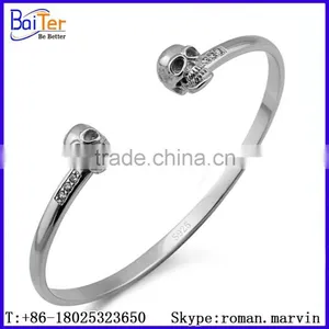 Fashion Vintage Style Open End Skull Head Cuff Bangle Bracelet,hot Sale Skull Bracelet thumbnail-1