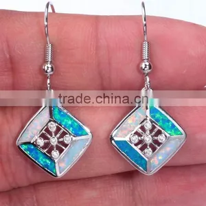 925 Sterling Silver Mluti Color Opal Inlay Gemstone Drop Earrings With Cubic Zircon thumbnail-1