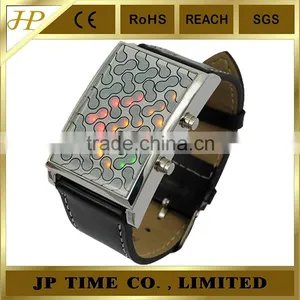 Black 28 LED Movt 3 Color Light Digital Lady Men Led Binary Watch for Gift thumbnail-1