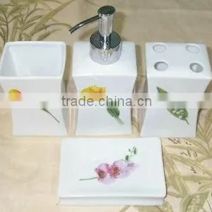 Leaf Design Ceramic Bathroom Set Lotion Bottle Soap Dish Toothbrush Holder Tumbler thumbnail-1