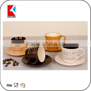 Wholesale 180cc Colored With Coffee Logo Ceramic Biscuit Cups Tea Cup and Saucer Ceramic thumbnail-2