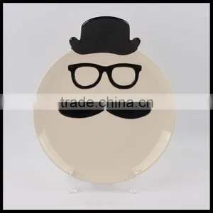 Ceramic Wholesale Food Safe Mustache Desgin Dinner Plate thumbnail-1
