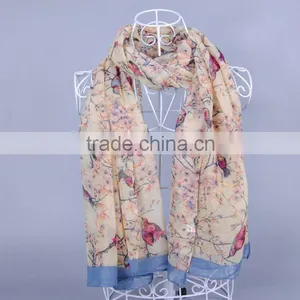 Fashion Bird Tree Women Scarf Voile Scarves 180*90 Pashmina thumbnail-3