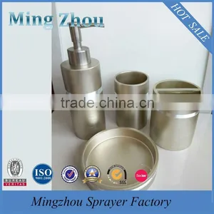 Factory Wholesale Brushed Ceramic Bath Accessories Set Holder 4 Pcs : Tumbler, Soap Dish, Dispenser, Toothbrush Holder thumbnail-1