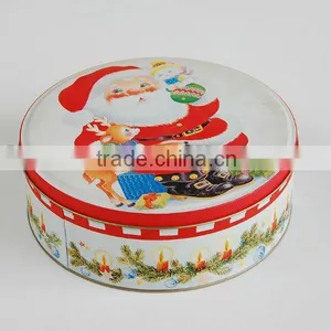 Lovely Design Round Christmas Tin Box/Factory Directly Cookie Candy Cake Tin Cans thumbnail-1