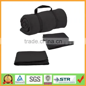 Promotional Gifts Ultra Soft Roll Up Carry Strap Anti-pilling Fleece Travel Blanket thumbnail-1