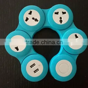 360 Degree Flexible European Plug Multi Way Extension Socket Bending Pivoting Power Strip thumbnail-1