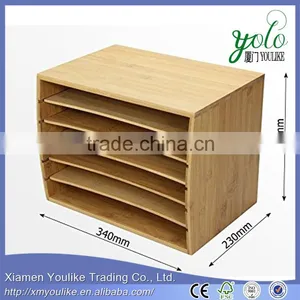 5 Compartments Document Organiser Storage Bamboo Desktop File Sorter thumbnail-6