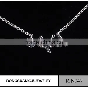 Cheapest Stainless Steel Pendant Anchor Necklace/Crystal Letter White Gold Necklace thumbnail-5